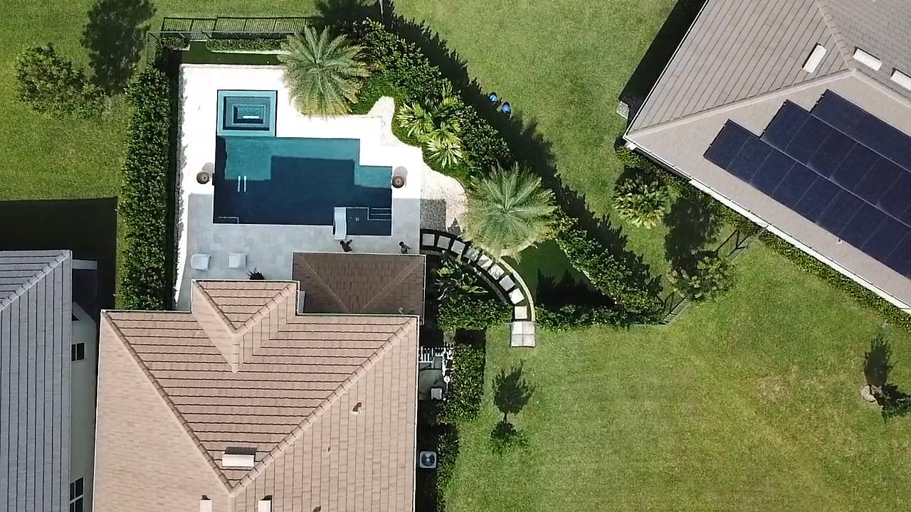 Aerial luxury pool landscape